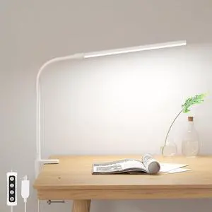 Lepro Small Desk Lamp with Clamp, LED Reading Lamps with 450LM, 3 Color Modes 10 Brightness, Dimmable USB Clip on Desk Light with Gooseneck Swing Arm for Nail, Home Office and Dorm (White) Lepro Small Desk Lamp with Clamp, LED Reading Lamps with 450LM, 3 Color Modes 10 Brightness, Dimmable USB Clip on Desk Light with Gooseneck Swing Arm for Nail, Home Office and Dorm (White)