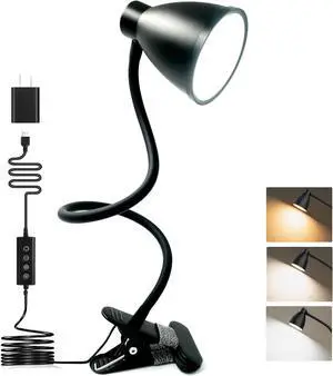 BOHON Desk Lamp 5 Color Modes 10 Brightness Dimmer Reading Light Black | 10W 38 LED Clamp Lamp with Auto Off Timer 360° Flexible Neck Clip on Light for Bed Bedside, AC Adapter Include BOHON Desk Lamp 5 Color Modes 10 Brightness Dimmer Reading Light Black | 10W 38 LED Clamp Lamp with Auto Off Timer 360° Flexible Neck Clip on Light for Bed Bedside, AC Adapter Include