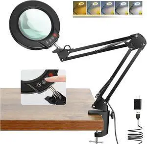 Coyeth 10X Magnifying Glass with Light and Clamp, Real Glass Stand Lighted Magnifier, 5 Color Modes Stepless Dimmable LED Desk Lamp Hands Free for Crafts Hobby Reading Painting Sewing Close Work Coyeth 10X Magnifying Glass with Light and Clamp, Real Glass Stand Lighted Magnifier, 5 Color Modes Stepless Dimmable LED Desk Lamp Hands Free for Crafts Hobby Reading Painting Sewing Close Work