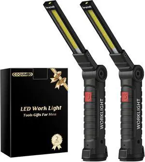 Coquimbo Tool Fathers Day Dad Gifts for Men Him Husband, Rechargeable LED Work Light BBQ Grill with Magnetic Base Hook, 360° Rotate Mechanic Flashlight Mens Easter Birthday Gifts (2 Pack Black) Coquimbo Tool Fathers Day Dad Gifts for Men Him Husband, Rechargeable LED Work Light BBQ Grill with Magnetic Base Hook, 360° Rotate Mechanic Flashlight Mens Easter Birthday Gifts (2 Pack Black)