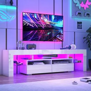 Vinctik 6&Fox LED TV White Stand for 55/60/65inch TV,Modern Entertainment Center with 2 Storage Drawers and LED Light, High Glossy TV Console,TV Table Media Furniture (63inch, White 1) Vinctik 6&Fox LED TV White Stand for 55/60/65inch TV,Modern Entertainment Center with 2 Storage Drawers and LED Light, High Glossy TV Console,TV Table Media Furniture (63inch, White 1)