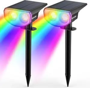 Kyosho Solar Color Spot Lights Outdoor, 9 Lighting Modes Halloween Christmas Lights, 38 LEDs Color Changing Waterproof RGBW Multicolor Tree Pool Solar Spotlight, 2 Pack Kyosho Solar Color Spot Lights Outdoor, 9 Lighting Modes Halloween Christmas Lights, 38 LEDs Color Changing Waterproof RGBW Multicolor Tree Pool Solar Spotlight, 2 Pack