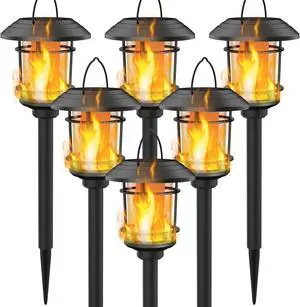 Dynaming 6 Pack Solar Flame Torch Lights Outdoor, Halloween Dual Use Flickering Flame Garden Light, Christmas Hanging Lanterns, Auto On/Off & Waterproof Lighting for Lawn Patio Yard Walkway Driveway Dynaming 6 Pack Solar Flame Torch Lights Outdoor, Halloween Dual Use Flickering Flame Garden Light, Christmas Hanging Lanterns, Auto On/Off & Waterproof Lighting for Lawn Patio Yard Walkway Driveway