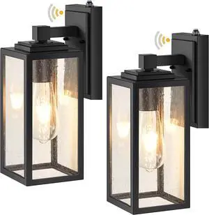 VIANIS 2 Pack Dusk to Dawn Sensor Outdoor Wall Lighting, Black Exterior Light Fixture Wall Mount for House, Anti-Rust Modern Outside Sconce Lantern with Tempered Seeded Glass for Front Porch, Garage VIANIS 2 Pack Dusk to Dawn Sensor Outdoor Wall Lighting, Black Exterior Light Fixture Wall Mount for House, Anti-Rust Modern Outside Sconce Lantern with Tempered Seeded Glass for Front Porch, Garage