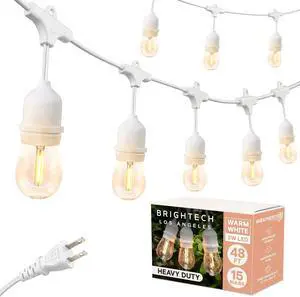 Brightech Ambience Pro Waterproof LED Outdoor String Lights, 48 Ft, Hanging, Dimmable Vintage Edison Bulbs, 15 Bulbs, 2W Brightech Ambience Pro Waterproof LED Outdoor String Lights, 48 Ft, Hanging, Dimmable Vintage Edison Bulbs, 15 Bulbs, 2W