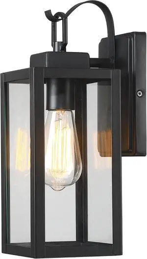 Pia Ricco Outdoor Wall Lights, Matte Black Exterior Light Fixtures with Clear Glass Shade, Waterproof Front Porch Lighting, Modern Sconces Lantern for Outside, House, Garage, E26 Socket, ETL Listed Pia Ricco Outdoor Wall Lights, Matte Black Exterior Light Fixtures with Clear Glass Shade, Waterproof Front Porch Lighting, Modern Sconces Lantern for Outside, House, Garage, E26 Socket, ETL Listed