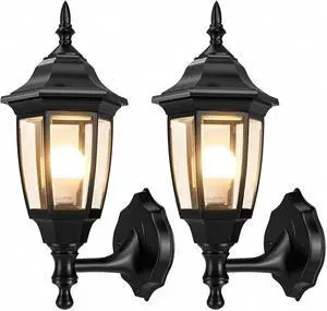 EMART Plastic Outdoor Wall Light Fixtures with Bulbs, Waterproof and Anti-Corrosion Porch Sconces, Exterior Lanterns Wall Mount Lamp for Outside, Garage, Front Door, House, Patio, 2 Pack, Black EMART Plastic Outdoor Wall Light Fixtures with Bulbs, Waterproof and Anti-Corrosion Porch Sconces, Exterior Lanterns Wall Mount Lamp for Outside, Garage, Front Door, House, Patio, 2 Pack, Black