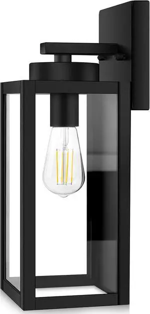 BesLowe Outdoor Wall Mount Light Fixture, Exterior Wall Lantern Waterproof, Black Outside Porch Sconce Lighting with Matte Black Finish & Glass Shade for House Garage Doorway Patio, E26 Socket BesLowe Outdoor Wall Mount Light Fixture, Exterior Wall Lantern Waterproof, Black Outside Porch Sconce Lighting with Matte Black Finish & Glass Shade for House Garage Doorway Patio, E26 Socket