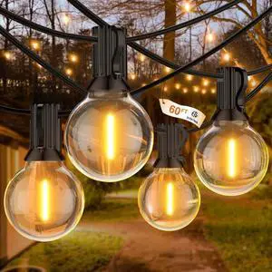 GLUROO 60FT Outdoor String Lights LED, Patio Lights with 32 Bulbs Waterproof, 2700K Warm White for Outside Backyard, Yard, Gazebo, Deck, Porch GLUROO 60FT Outdoor String Lights LED, Patio Lights with 32 Bulbs Waterproof, 2700K Warm White for Outside Backyard, Yard, Gazebo, Deck, Porch