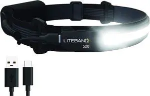 OPTIMAL VENTURES LITEBAND ACTIV Rechargeable LED Headlamp, 520 Lumens, 210° Wide Beam, Lightweight No-Bounce Fit, IPX4 Weather Resistant, Black OPTIMAL VENTURES LITEBAND ACTIV Rechargeable LED Headlamp, 520 Lumens, 210° Wide Beam, Lightweight No-Bounce Fit, IPX4 Weather Resistant, Black