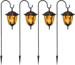 Dynaming 4 Pack Solar Flame Hanging Lights Outdoor, Halloween Solar Flickering Flame LED Garden Lanterns with 4 x 38 Inch Shepherd Hooks, Christmas Lighting for Lawn Patio Yard Pathway Driveway Dynaming 4 Pack Solar Flame Hanging Lights Outdoor, Halloween Solar Flickering Flame LED Garden Lanterns with 4 x 38 Inch Shepherd Hooks, Christmas Lighting for Lawn Patio Yard Pathway Driveway