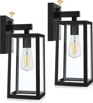SHINE HAI Dusk to Dawn Outdoor Wall Lantern, Exterior Sconce Fixtures with E26 Sockets & Glass Shades, Waterproof Porch Wall Mount Lighting, Outdoor Lantern for Patio Front Door Entryway, 2 Pack SHINE HAI Dusk to Dawn Outdoor Wall Lantern, Exterior Sconce Fixtures with E26 Sockets & Glass Shades, Waterproof Porch Wall Mount Lighting, Outdoor Lantern for Patio Front Door Entryway, 2 Pack
