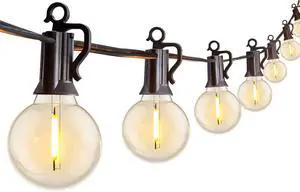 Brightown Outdoor String Lights 29 Feet G40 LED Patio Lights, Plug-in, 13 Plastic Edison Bulbs(1 Spare), Waterproof Connectable Hanging Light for Backyard Porch Balcony Party Decor, E12 Base, Black Brightown Outdoor String Lights 29 Feet G40 LED Patio Lights, Plug-in, 13 Plastic Edison Bulbs(1 Spare), Waterproof Connectable Hanging Light for Backyard Porch Balcony Party Decor, E12 Base, Black