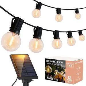 Brightech Ambience Pro Solar Powered LED Outdoor String Lights - 27 Ft Commercial Waterproof Patio Lights with Edison Bulbs - Durable String Lights for Outside, Backyard, Porch - 1W, Warm White Brightech Ambience Pro Solar Powered LED Outdoor String Lights - 27 Ft Commercial Waterproof Patio Lights with Edison Bulbs - Durable String Lights for Outside, Backyard, Porch - 1W, Warm White