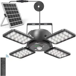 INXPHY Solar Shed Light, 1200LM 144LED Motion Sensor Pendant Light, 5 Lighting Modes Remote Control 4-Leaf 120° Adjustable, IP65 Waterproof Split Solar Panel for Indoor Outdoor Yard Garage INXPHY Solar Shed Light, 1200LM 144LED Motion Sensor Pendant Light, 5 Lighting Modes Remote Control 4-Leaf 120° Adjustable, IP65 Waterproof Split Solar Panel for Indoor Outdoor Yard Garage