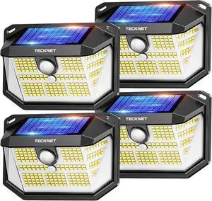TECKNET 231 LED Solar Motion Lights Outdoor, 300° Angle & 3 Lighting Modes, PIR Motion Sensor & IP65 Security Solar Wall Lights for Fence Front Door Yard Deck Garden Garage(4 Pack) TECKNET 231 LED Solar Motion Lights Outdoor, 300° Angle & 3 Lighting Modes, PIR Motion Sensor & IP65 Security Solar Wall Lights for Fence Front Door Yard Deck Garden Garage(4 Pack)