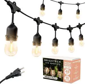 Brightech Ambience Pro - Waterproof LED Outdoor String Lights - 15 Hanging, Dimmable 2W Vintage Edison Bulbs - 48 Ft Commercial Grade Patio Lights Create Cafe Ambience in Your Backyard Brightech Ambience Pro - Waterproof LED Outdoor String Lights - 15 Hanging, Dimmable 2W Vintage Edison Bulbs - 48 Ft Commercial Grade Patio Lights Create Cafe Ambience in Your Backyard