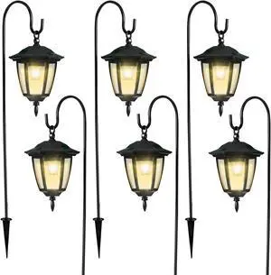 Dynaming 6 Pack Solar Hanging Lights Outdoor, Solar Powered Garden Decorative Lanterns with 6 x 38 Inch Shepherd Hooks, Waterproof Landscape Lighting for Lawn Patio Yard Pathway Driveway, Warm White Dynaming 6 Pack Solar Hanging Lights Outdoor, Solar Powered Garden Decorative Lanterns with 6 x 38 Inch Shepherd Hooks, Waterproof Landscape Lighting for Lawn Patio Yard Pathway Driveway, Warm White