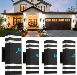 tewei 4 Pack Dusk to Dawn Outdoor Wall Lights Modern Exterior Light Fixture, 2-Layer Black Outside Lights for House, IP65 Waterproof Up and Down Outdoor Sconces Wall Lighting for Garage Porch, 3000K tewei 4 Pack Dusk to Dawn Outdoor Wall Lights Modern Exterior Light Fixture, 2-Layer Black Outside Lights for House, IP65 Waterproof Up and Down Outdoor Sconces Wall Lighting for Garage Porch, 3000K