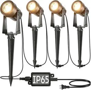 SUNTHIN Outdoor Landscape Lighting, 4 Pack Outdoor Spot Lights with Transformer for Yard, Plant, Lawn, Tree, Flags, House, Garden, Fence Use, IP65 Waterproof & Connectable SUNTHIN Outdoor Landscape Lighting, 4 Pack Outdoor Spot Lights with Transformer for Yard, Plant, Lawn, Tree, Flags, House, Garden, Fence Use, IP65 Waterproof & Connectable