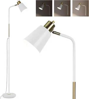 LALISU Floor Lamp, Industrial Floor Lamps for Living Rooms Rustic Farmhouse Reading Standing Floor Lamp Adjustable Metal Heads Indoor Task Lighting for Living Room Bedroom Office Home Décor (White) LALISU Floor Lamp, Industrial Floor Lamps for Living Rooms Rustic Farmhouse Reading Standing Floor Lamp Adjustable Metal Heads Indoor Task Lighting for Living Room Bedroom Office Home Décor (White)