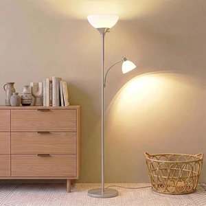 Brightech Sky Dome Plus LED Floor lamp, Torchiere Super Bright Floor Lamp with Reading Lamp for Living Rooms & Offices - Dimmable Tall Standing Lamp for Bedroom Reading - Silver Brightech Sky Dome Plus LED Floor lamp, Torchiere Super Bright Floor Lamp with Reading Lamp for Living Rooms & Offices - Dimmable Tall Standing Lamp for Bedroom Reading - Silver
