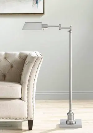 Regency Hill Jenson Traditional Farmhouse Adjustable Pharmacy Light Floor Lamp Swing Arm Standing Base 54" Tall Brushed Nickel Silver Metal for Living Room Reading House Bedroom Home Office Regency Hill Jenson Traditional Farmhouse Adjustable Pharmacy Light Floor Lamp Swing Arm Standing Base 54" Tall Brushed Nickel Silver Metal for Living Room Reading House Bedroom Home Office