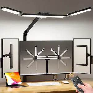 Airlonv LED Desk Lamp with Clamp, Architect Desk Lamp for Home Office with Remote, 24W Ultra-Bright Desk Light with Stepless Dimming and Stepless Color Temp, Memory Function for Study and Workbench Airlonv LED Desk Lamp with Clamp, Architect Desk Lamp for Home Office with Remote, 24W Ultra-Bright Desk Light with Stepless Dimming and Stepless Color Temp, Memory Function for Study and Workbench