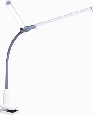 DuoPro Clamp LED Lamp - 6,000K Daylight, 2,100 Lux at 12", 4 Brightness Levels, Anti-Glare Shades, Adjustable Arm, Slim Design, Perfect for Sewing, Reading, Crafts, Beauty Treatments - Grey/White DuoPro Clamp LED Lamp - 6,000K Daylight, 2,100 Lux at 12", 4 Brightness Levels, Anti-Glare Shades, Adjustable Arm, Slim Design, Perfect for Sewing, Reading, Crafts, Beauty Treatments - Grey/White