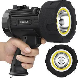 BUYSIGHT Rechargeable Spotlight Flashlight, TURE 1600 high lumens Hand held Spotlight Waterproof Flashlight Hunting floodlight with red Filter (Graphite Black-COB) BUYSIGHT Rechargeable Spotlight Flashlight, TURE 1600 high lumens Hand held Spotlight Waterproof Flashlight Hunting floodlight with red Filter (Graphite Black-COB)