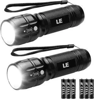 Lighting EVER LED Flashlights High Lumens, Small Flashlight, Waterproof, Adjustable Focus Flash Light for Outdoor, Emergency, Camping, AAA Batteries Included, 2 Pack Lighting EVER LED Flashlights High Lumens, Small Flashlight, Waterproof, Adjustable Focus Flash Light for Outdoor, Emergency, Camping, AAA Batteries Included, 2 Pack