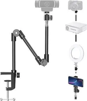 KDD Webcam Stand Camera Mount with Phone Holder, 22 Inch Foldable Flexible Gooseneck Cell Phone Clamp & Table Projector Mount, for Logitech C922 C930e C920S C920 C960 Brio 4K, Gopro Hero 8 7 6 5 KDD Webcam Stand Camera Mount with Phone Holder, 22 Inch Foldable Flexible Gooseneck Cell Phone Clamp & Table Projector Mount, for Logitech C922 C930e C920S C920 C960 Brio 4K, Gopro Hero 8 7 6 5