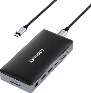 USB C Laptop Docking Station, 15 in 1 Triple Display Multiport Adapter with 3 Monitors Dock Compatible for Macbook//HP/Lenovo Laptops (Dual DP, HDMI, VGA, USB C/A, RJ45, SD/TF, Mic/Audio, PD)Black