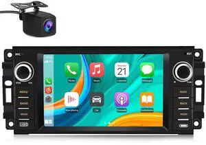 litillbuly Car Stereo [2GB+32GB] for Jeep Wrangler JK Compass Patriot/Chrysler/Dodge RAM Charger, 7 inch Touch Screen Android 13 Radio with Wireless CarPlay Andriod Auto with Reverse Camera