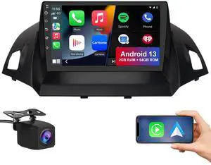 litillbuly Android 13 [2GB+64GB] Car Radio Compatible for Ford Escape 2013-2016 with Reverse Camera, 9 Inch Touch Screen with GPS/FM/WiFi/Reverse Camera, Support SWC Wireless CarPlay Android Auto