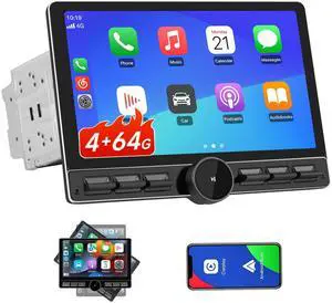 litillbuly 10.6 Inch Android 13 Double Din Car Radio [4GB RAM + 64GB ROM] with Wireless CarPlay & Android Auto, 4G, Knob Button, GPS, DSP, WiFi, Bluetooth, SWC Output