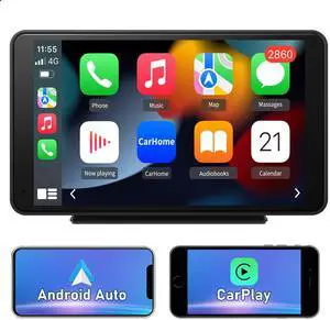 litillbuly Portable Wireless CarPlay and Android Auto Car Radio Stereo, 7 inches IPS Touchscreen Multimedia Player & Bluetooth 5.0 Audio Hands Free Calling, Mirror Link/GPS/FM/Siri
