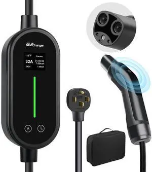 litillbuly Portable Electric Car Charger  EV Charger, 32A 240V Level 2 with Bluetooth/WIFI, 21ft Cable, Compatible with Tesla Model 3/Y/S/X and Cybertruck, Indoor/Outdoor Use