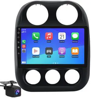 litillbuly 10.1 Inch Car Radio for Jeep Patriot Compass 2010-2016 Android 13 Car Stereo 2GB+64GB CarPlay Android Auto GPS BT WiFi USB GPS FM with Reverse Camera