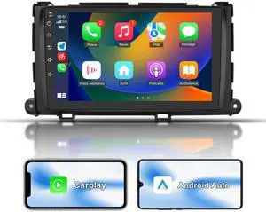 litillbuly Android 13 Car Radio for Toyota Sienna 2011 2012 2013 2014 with Wireless CarPlay Android Auto, 9 inch IPS Touch Screen Car Stereo with Bluetooth FM GPS WiFi SWC-2G+32G