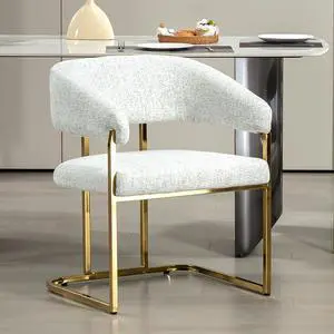 BRTHORY Modern Dinning Chair Wide Upholstered Seat Dinner Room Chairs with Metal Non-Rusting Legs Accent Chairs for Living Room, Kitchen,Restaurant (Set of 1,White)