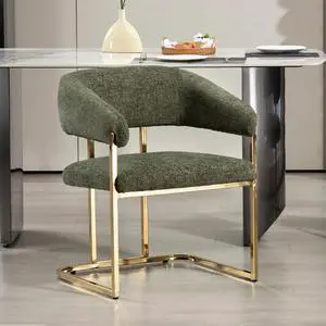 BRTHORY Modern Dinning Chair Wide Upholstered Seat Dinner Room Chairs with Metal Non-Rusting Legs Accent Chairs for Living Room, Kitchen,Restaurant (Set of 1,Green)