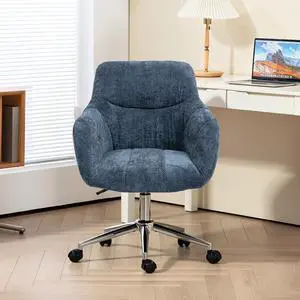 BRTHORY Home Office Chairs with Thick Upholstered Chenille Fabric Height Adjustable Armchair Computer Desk Chairs with Wheels, Comfortable Back Seat for Gaming, Living Room, Bedroom, Study Room