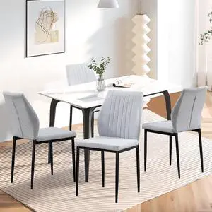 BRTHORY Modern Dining Chairs Set of 4 High Back Support Dining Room Chair with Metal Legs Chenille Fabric Kitchen Chair for Home Restaurant
