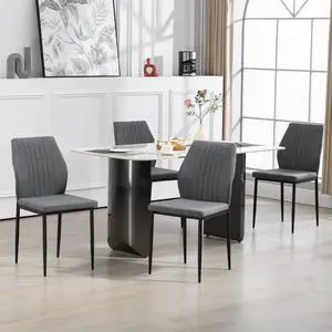 BRTHORY Modern Dining Chairs Set of 4 High Back Support Dining Room Chair with Metal Legs Chenille Fabric Kitchen Chair for Home Restaurant