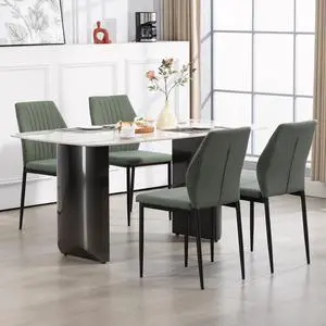 BRTHORY Modern Dining Chairs Set of 4 High Back Support Dining Room Chair with Metal Legs Chenille Fabric Kitchen Chair for Home Restaurant