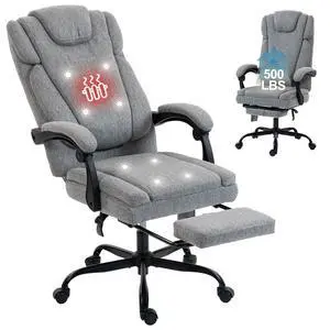BRTHORY Fabric Massage Office Chair with Foot Rest,8 Points Vibration and Heat Ergonomic Executive Desk Chair for Heavy People, Big and Tall Office Chairs with Reclining Computer Chair High Back