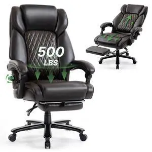BRTHORY 500LBS Big and Tall Office PC Chair with Adjustment Lumbar Support Ergonomic Executive Heavy Duty Gaming Chair for Long Hours Sitting, Computer chair with Flip-up Armrest, PU Leather (Brown) BRTHORY 500LBS Big and Tall Office PC Chair with Adjustment Lumbar Support Ergonomic Executive Heavy Duty Gaming Chair for Long Hours Sitting, Computer chair with Flip-up Armrest, PU Leather (Brown)