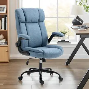BRTHORY Office Chair High Back Ergonomic Executive Computer Desk Chair Comfortable Fabric Padded Gaming Chairs with Flip-up Adjustable Armrest Swivel Wheels (Blue) BRTHORY Office Chair High Back Ergonomic Executive Computer Desk Chair Comfortable Fabric Padded Gaming Chairs with Flip-up Adjustable Armrest Swivel Wheels (Blue)