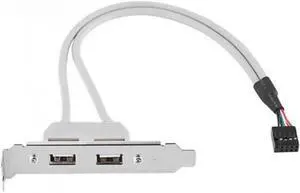 9Pin Motherboard Header 1 to 2 USB 2.0 Port Multiplier Panel Cable 40cm with 80mm PCI Bracket